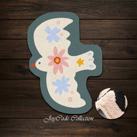 JoySwallow Irregular Swallow Bird Tufted Bathmat, Animal Bathroom Rug, Cute Bird Area Rug, Bird Bedroom Rugs