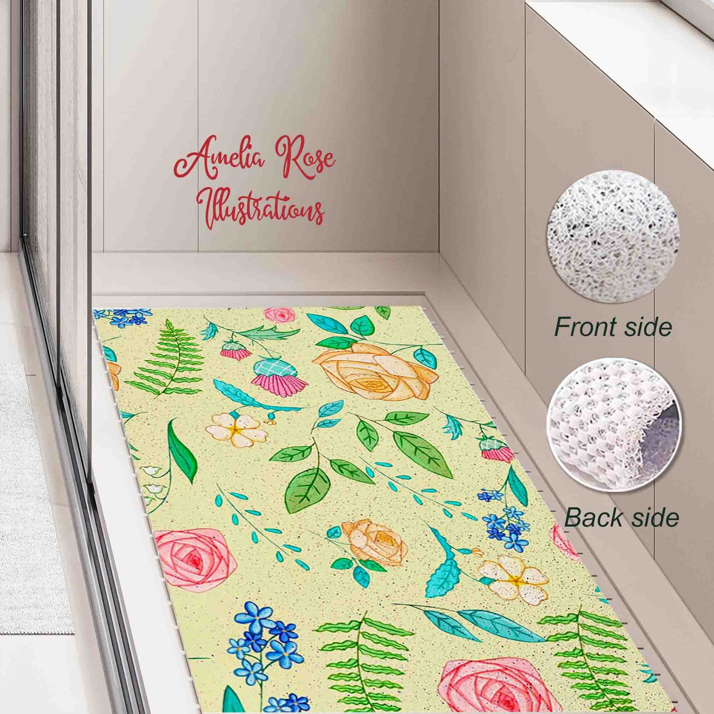 The English Garden PVC Coil Bath Tub Mat by AmeliaRose Illustrations from UK