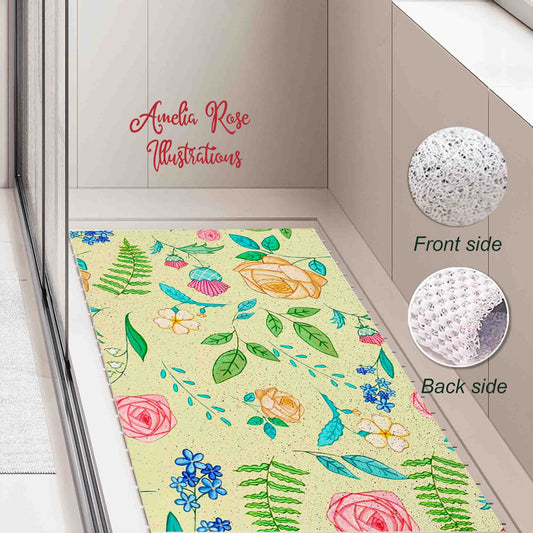 The English Garden PVC Coil Bath Tub Mat by AmeliaRose Illustrations from UK