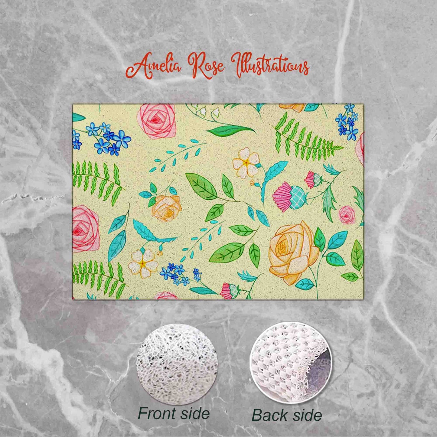 The English Garden PVC Coil Bath Tub Mat by AmeliaRose Illustrations from UK