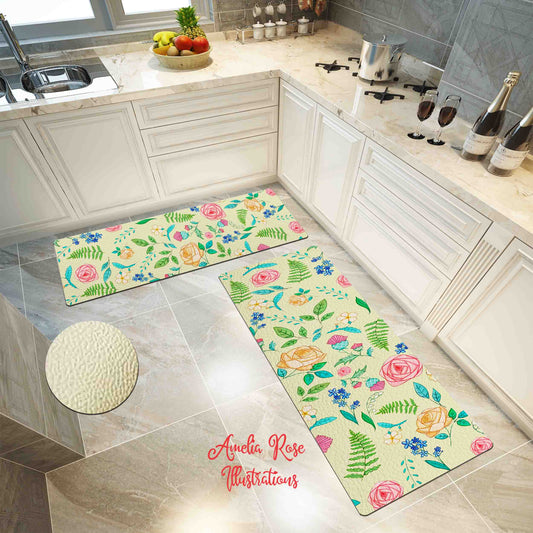 The English Garden Kitchen Mat by AmeliaRose Illustrations from UK