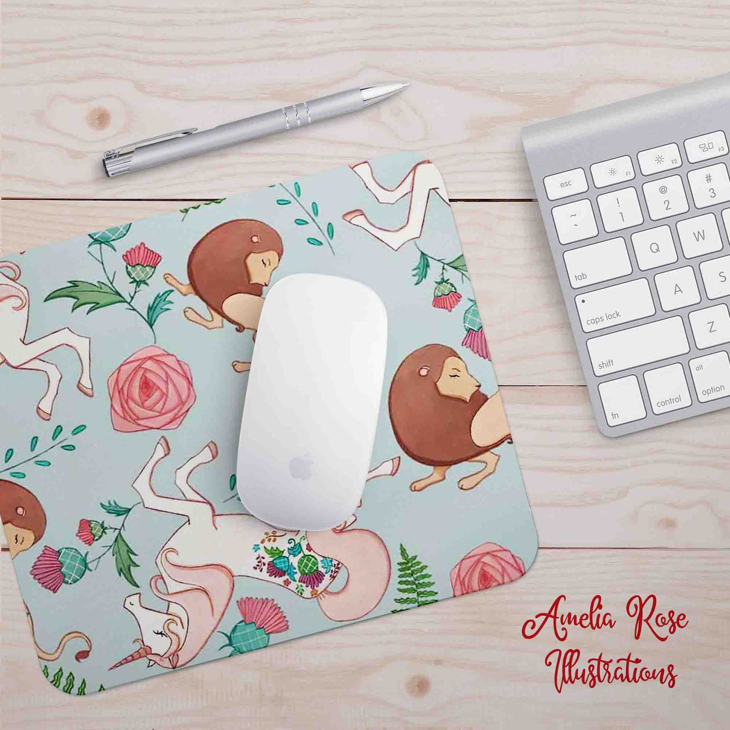 The Lion and the Unicorn Mousepad by AmeliaRose Illustrations from UK