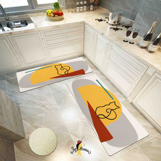 JoySwallow Personalized Kitchen Mat, the Cat Waiting at the Door Kitchen Runner, Modern Non-Slip Anti Fatigue Standing Rug, Animal Mat, Comfort Floor Mat for Kitchen Laundry Décor