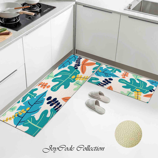 JoySwallow Tropical Rainforest Colorful Leaves Kitchen Runner Rug, Non-Slip Anti Fatigue Standing Mat, Comfort Floor Mat for Kitchen Laundry Decor