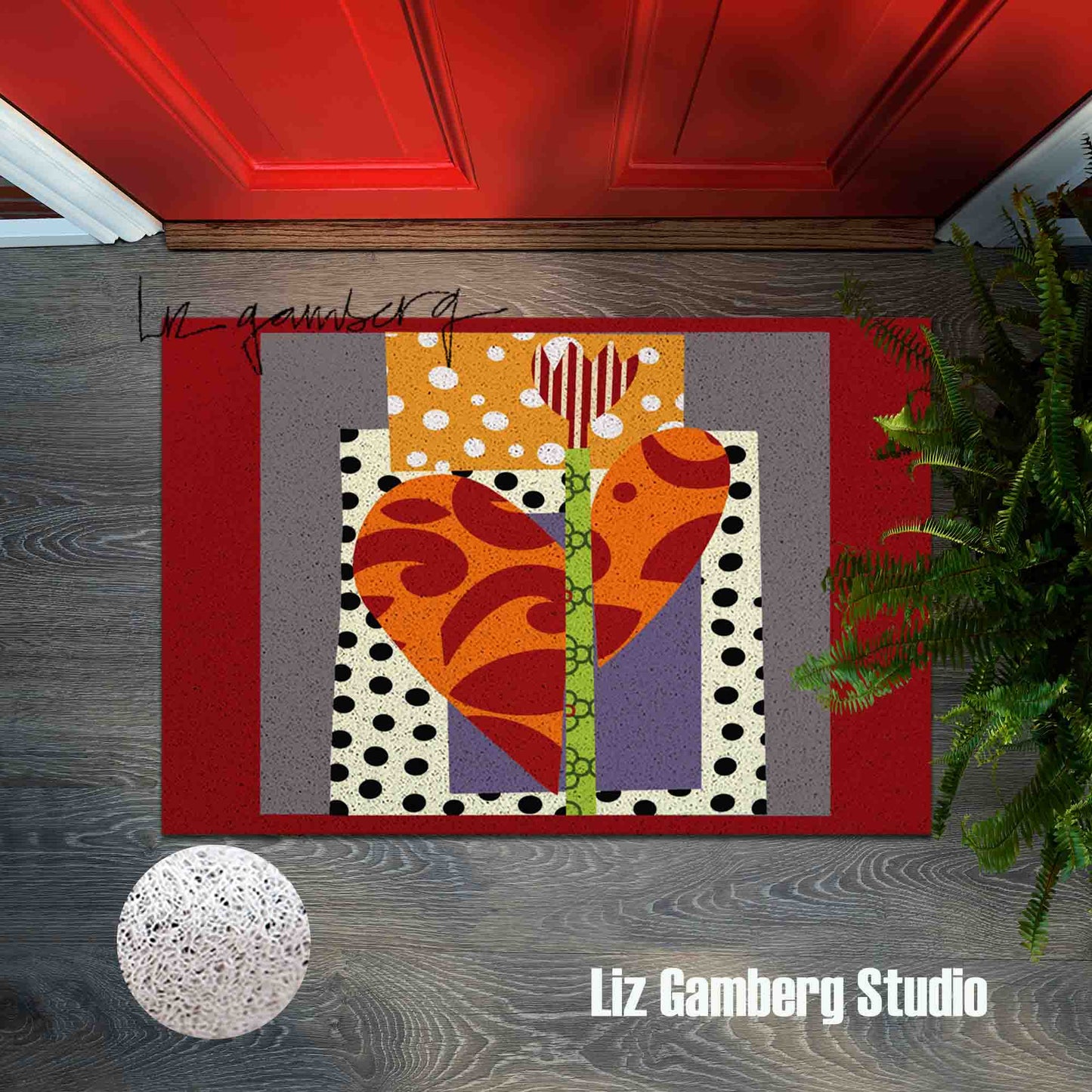 Tulip Heart PVC Coil Door Mat by Liz Gamberg Studio from US
