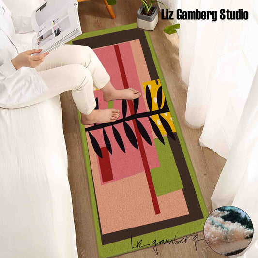 Vine On Pink Tufted Bedroom Runner by Liz Gamberg Studio from US