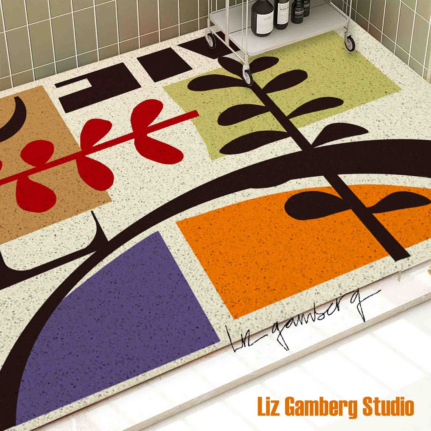 Vines Meeting PVC Coil Bath Tub Mat by Liz Gamberg Studio from US