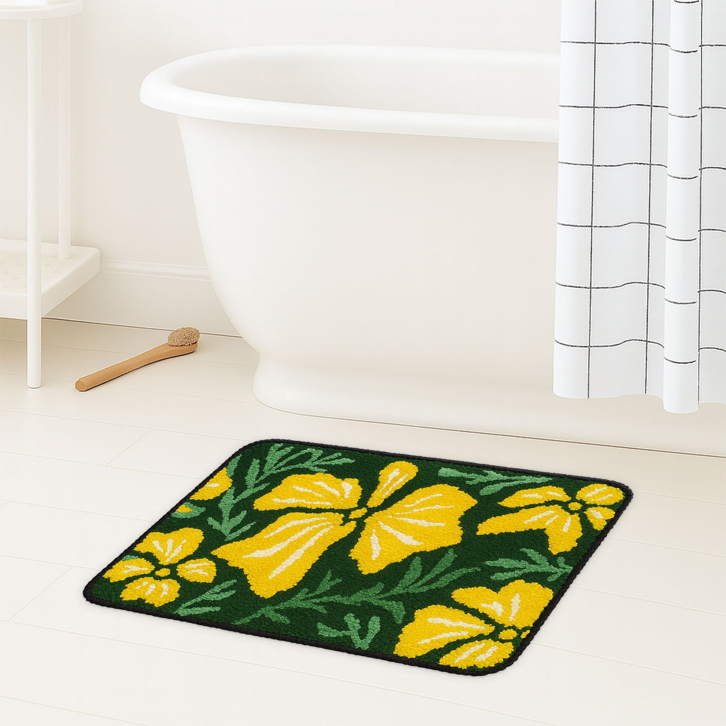 JoySwallow Yellow Buttercup Flower Tufted Bathmat Rug Area Rug Bedroom Rugs