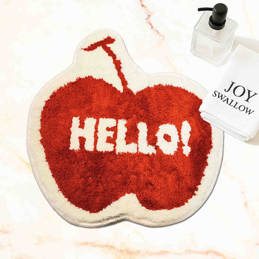 JoySwallow Irregular Apple Tufted Bathmat, Apple Bathroom Rug, Fruit Area Rug, Apple Bedroom Rugs