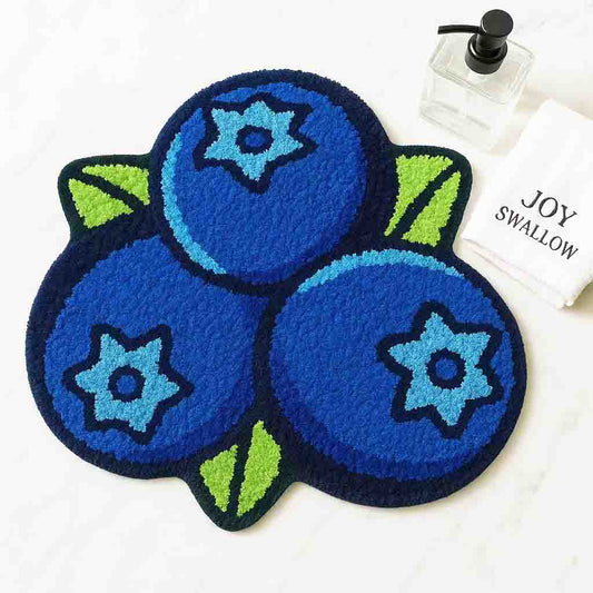 JoySwallow Blueberry Tufted Bathmat, Lovely Fruit Bathroom Rug, Floral Area Rug, Bedroom Rugs, Rug Gift