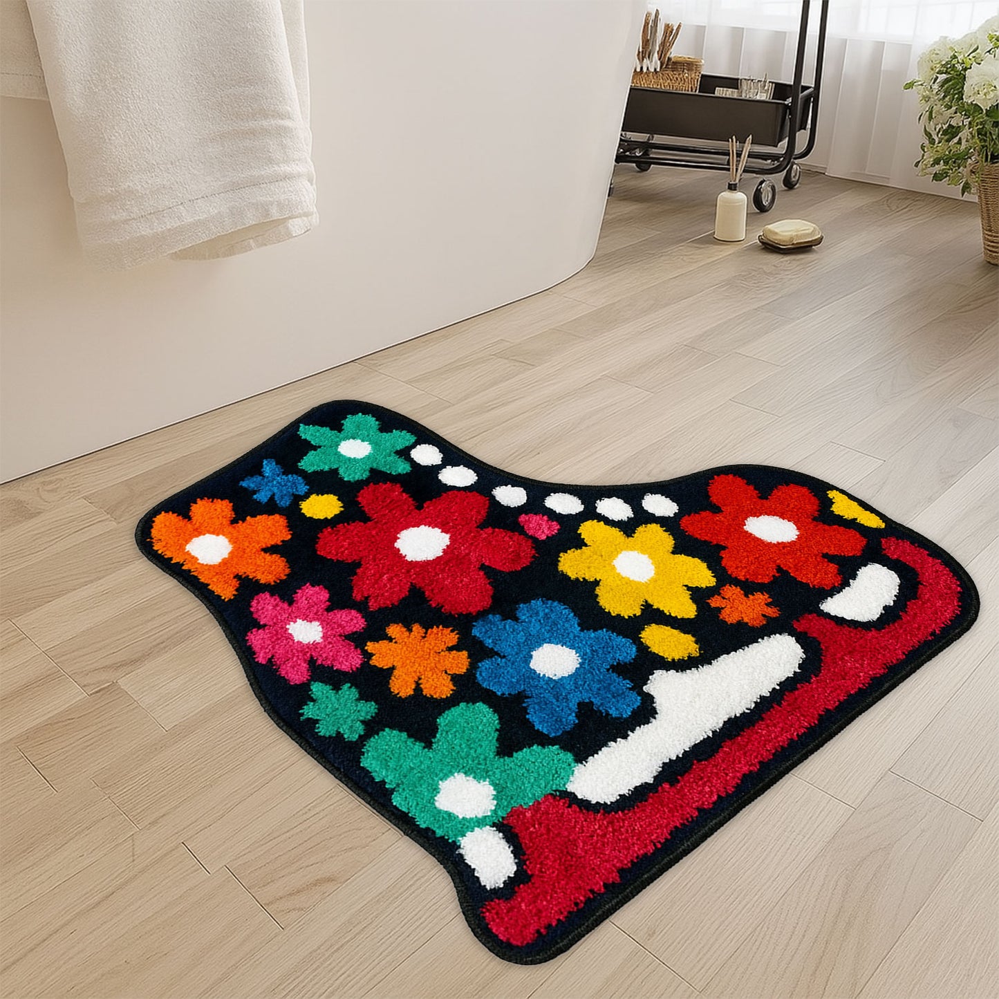 JoySwallow Irregular Ice Skates Tufted Bathmat, Ice Skates Bathroom Rug, Ice Skates Area Rug, Ice Skates Bedroom Rugs