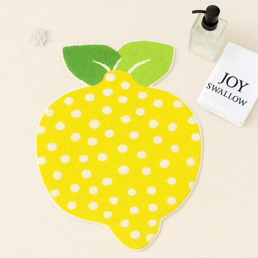 JoySwallow Irregular Lemon Tufted Bathmat, Cute Lemon Bathroom Rug, Fruit Area Rug, Lemon Bedroom Rugs