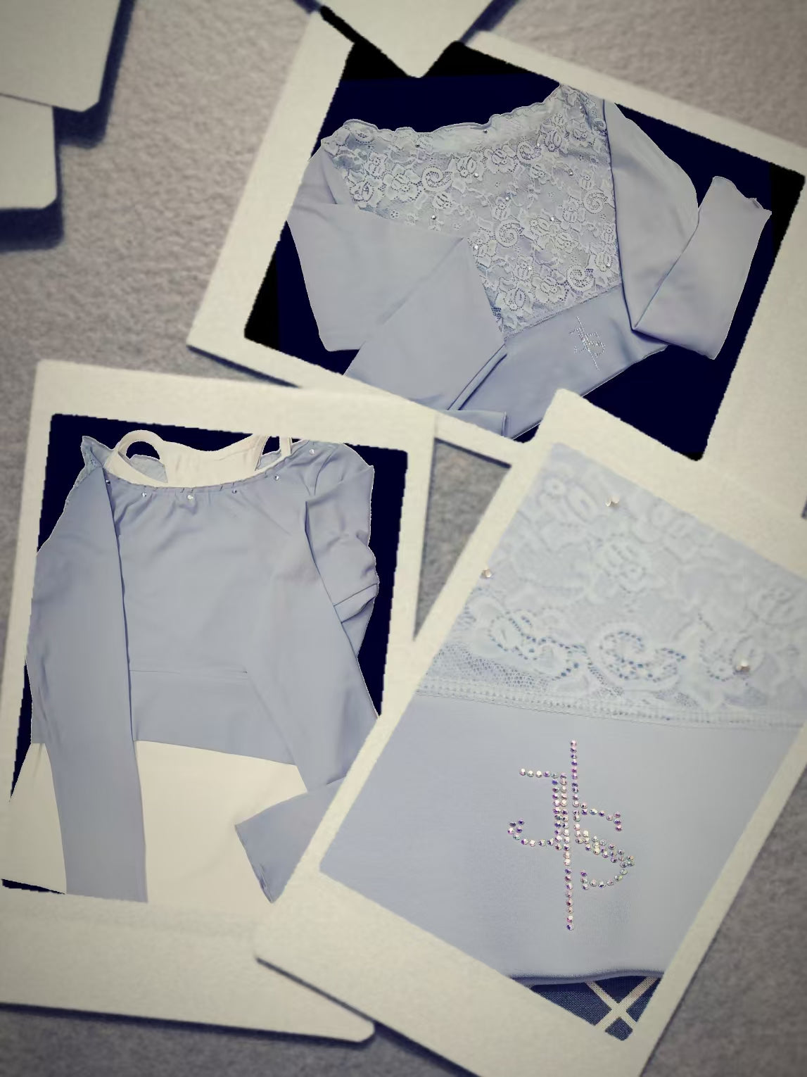 Custom Figure Skating Crop Tops – JS Light Blue Long Sleeve with Lace Back