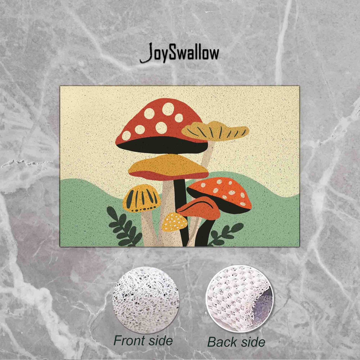 JoySwallow Personalized Bathtub Mat, Lovely Mushrooms Tub Mat, PVC Coil Permeable Bath Mat, Floral Drainable Bath Rug, Anti Skid Bathmat