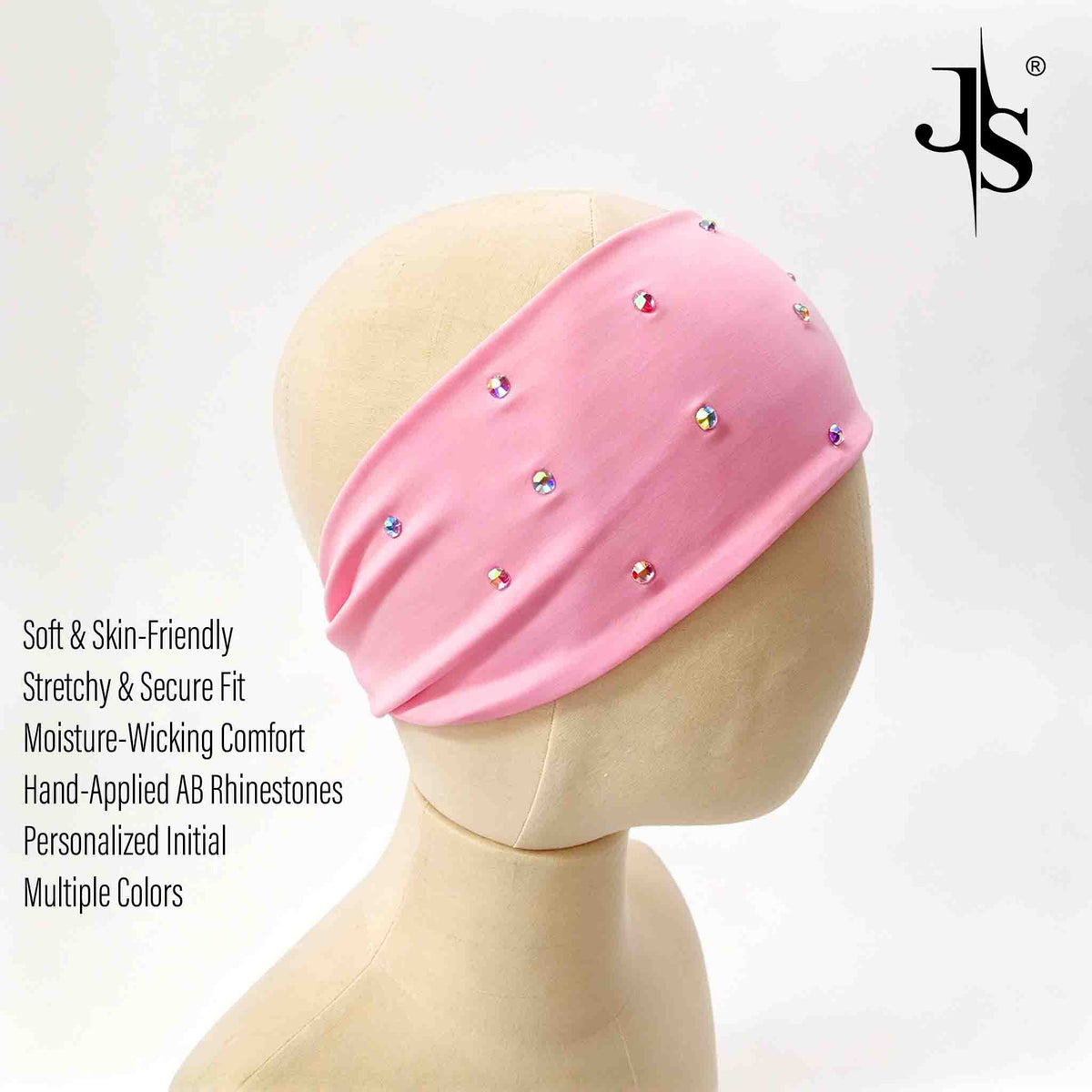 Custom Kids Figure Skating Headband with AB Rhinestones, Stretch Sports Head band Accessory, Personalized Initial