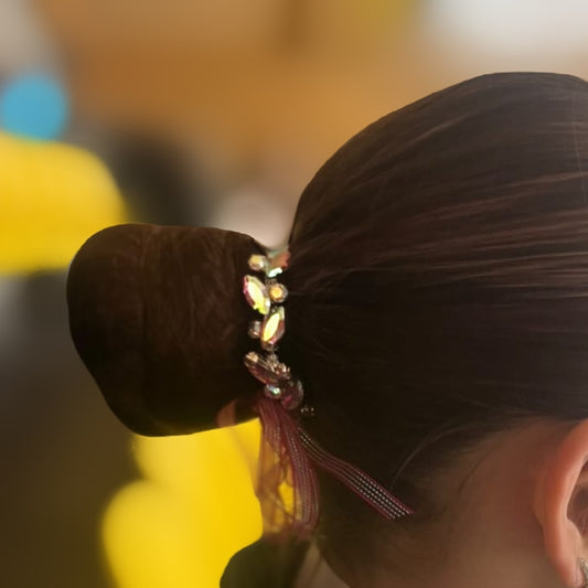 Figure Skating Hairpiece, Custom Rhinestone Bun Wrap, Ballroom Hair Accessory, Crystal Glass Wedding Headdress