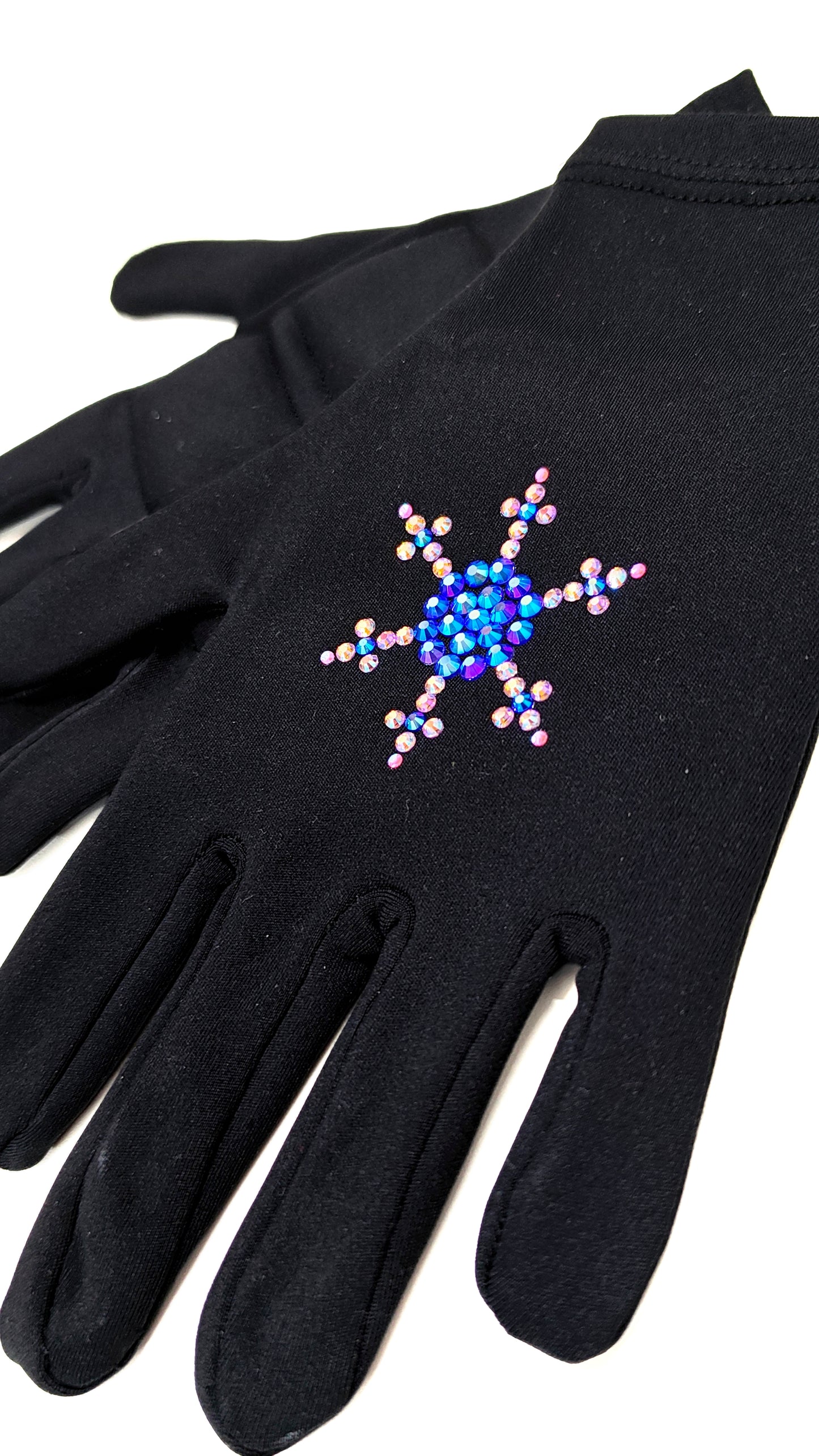 Custom Floral Initial M Figure Skating Gloves: Thick Fleece with Padded Palm Protection