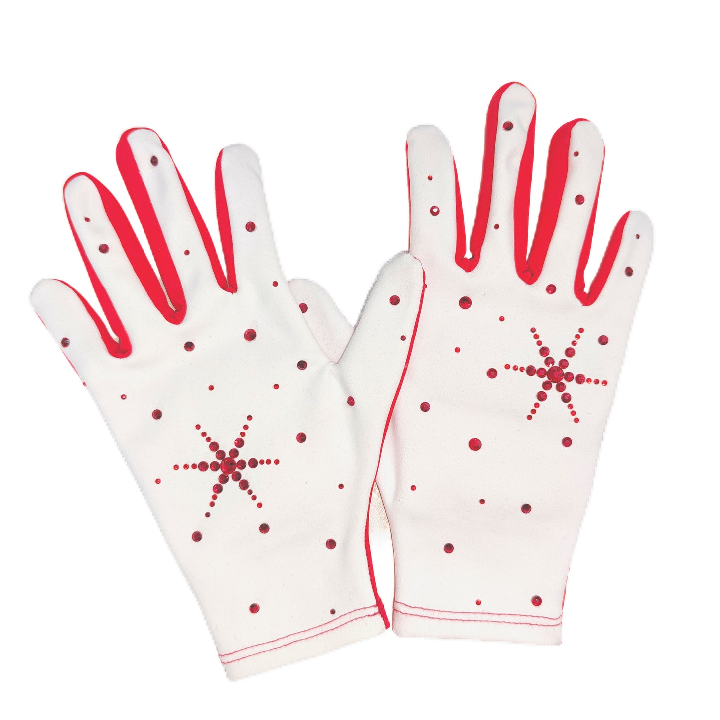 Custom Two-tone Snowflakes Figure Skating Gloves with Padded Palm Protection Color & Size Made to Order