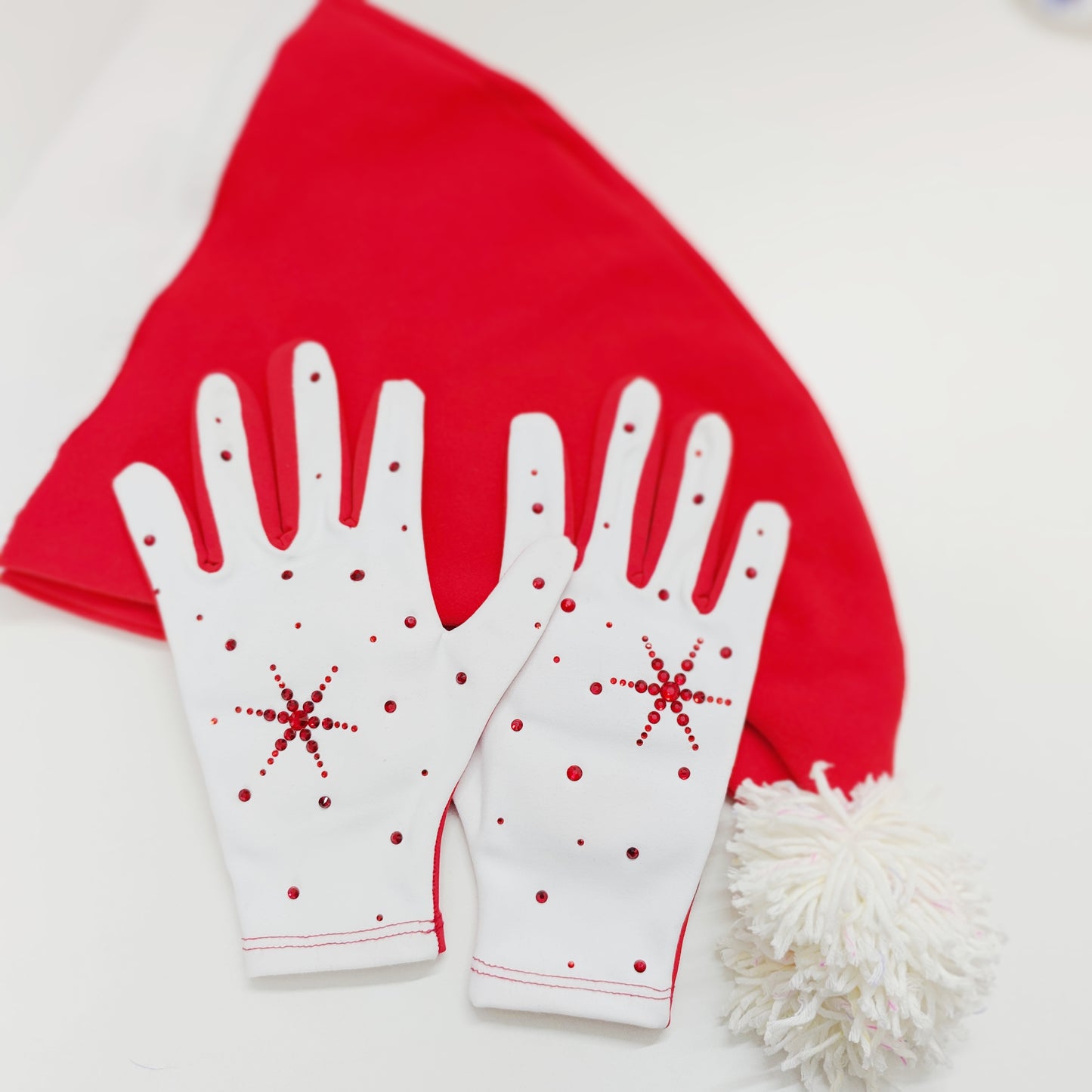 Custom Two-tone Snowflakes Figure Skating Gloves with Padded Palm Protection Color & Size Made to Order