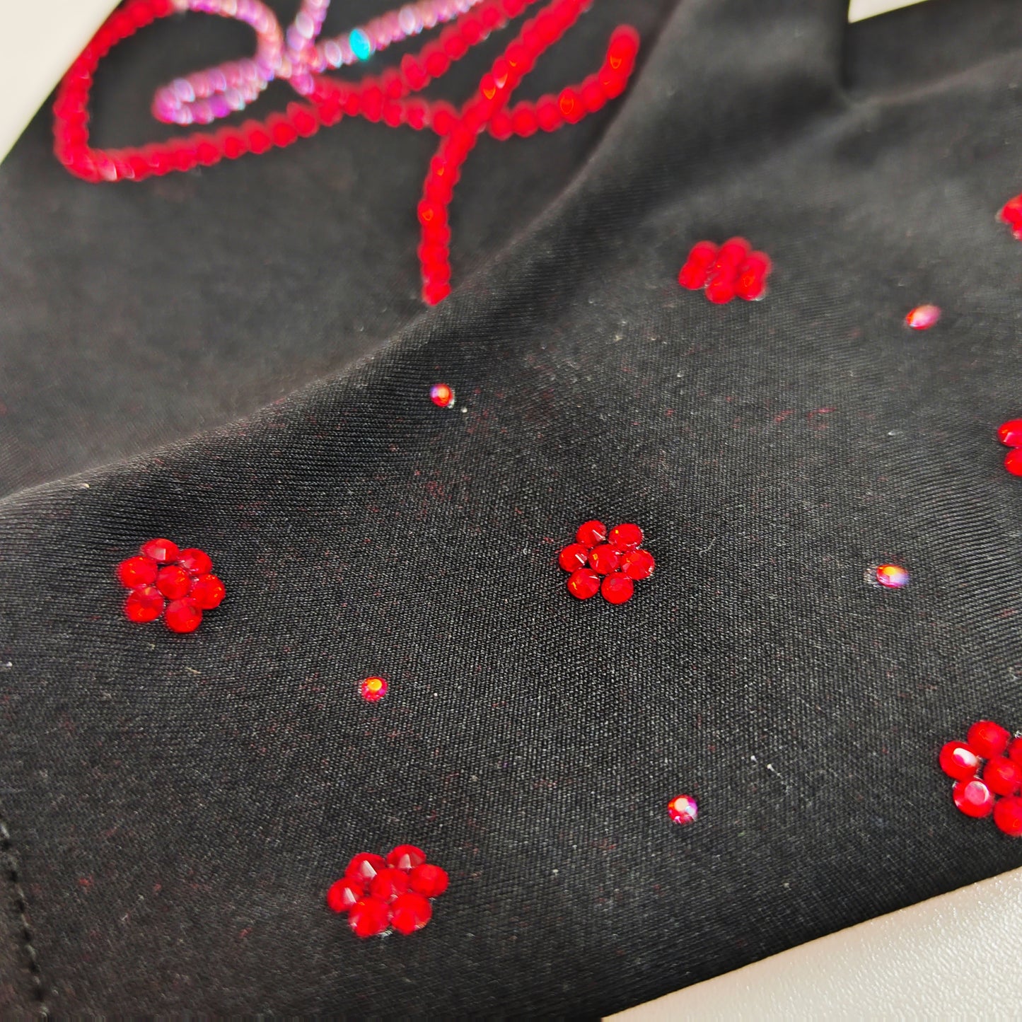 Custom Two-tone Floral Initial A Figure Skating Gloves with Padded Palm Protection