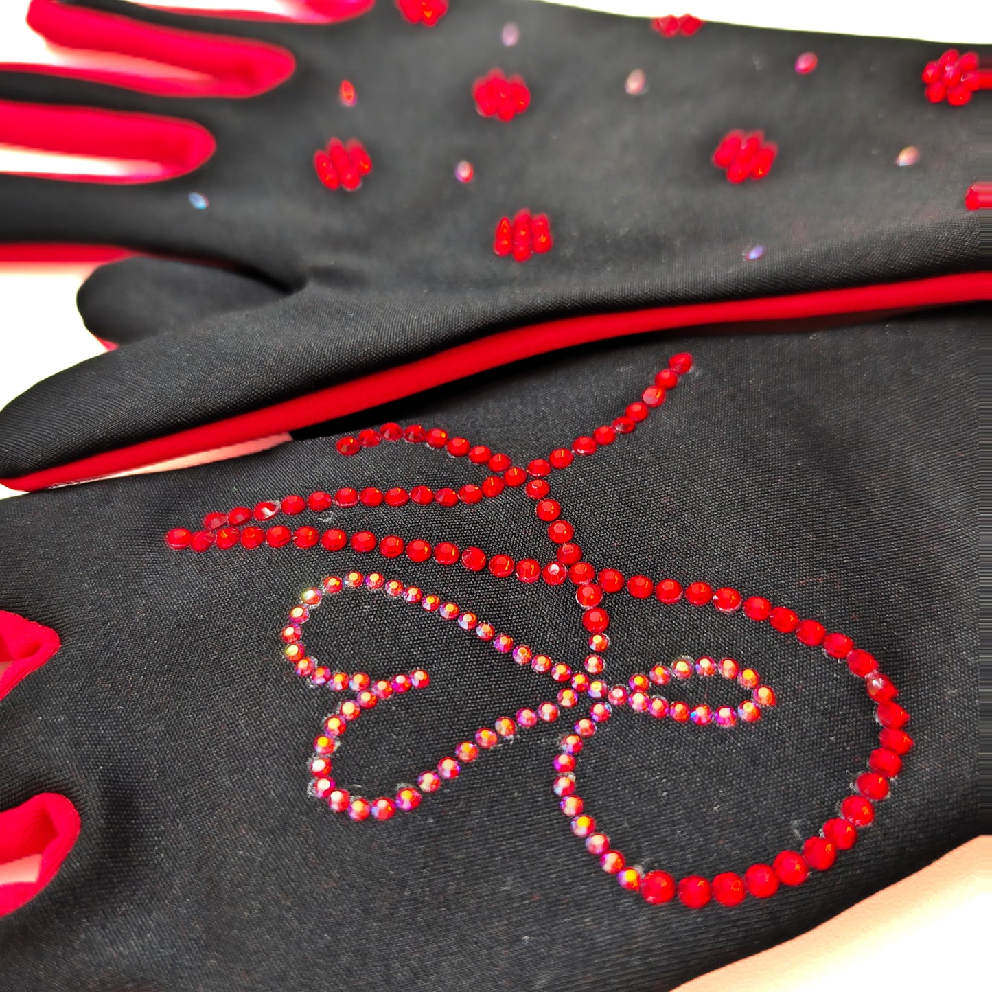 Custom Two-tone Floral Initial A Figure Skating Gloves with Padded Palm Protection