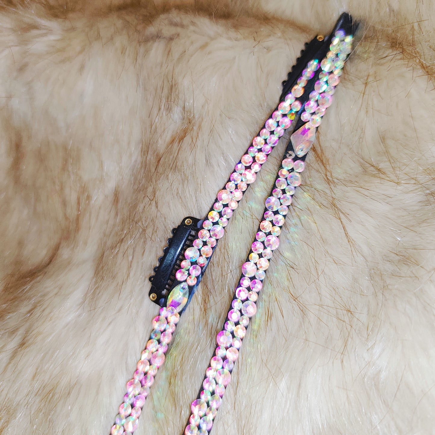 Competition Double-Row Crystal Figure Skating Hairpiece, Handcrafted Performance Accessory