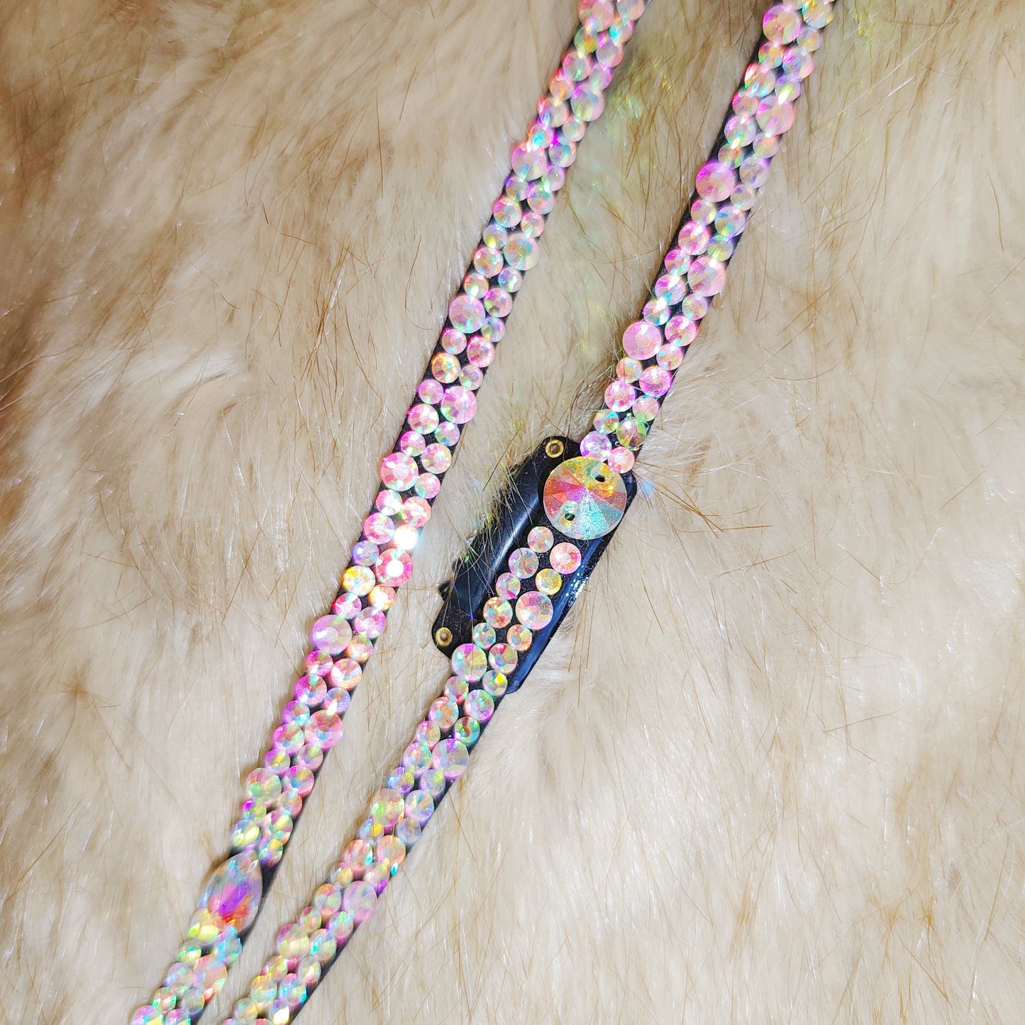 Competition Double-Row Crystal Figure Skating Hairpiece, Handcrafted Performance Accessory