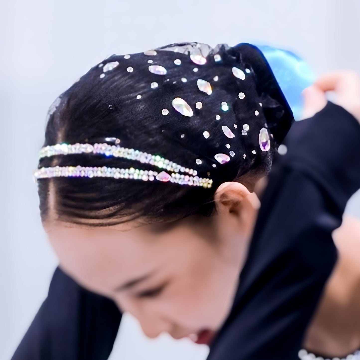 Competition Double-Row Crystal Figure Skating Hairpiece, Handcrafted Performance Accessory