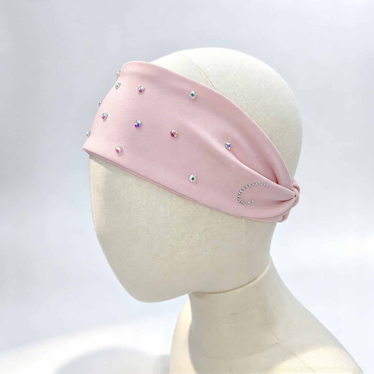 Adult Personalized Initial Figure Skating Headband, AB Rhinestones,Stretch Sports Head Wrap,Ice Skating Accessory
