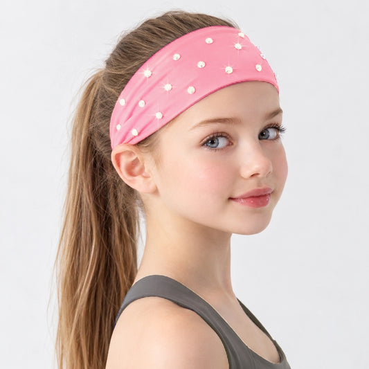 Custom Kids Figure Skating Headband with AB Rhinestones, Stretch Sports Head band Accessory, Personalized Initial